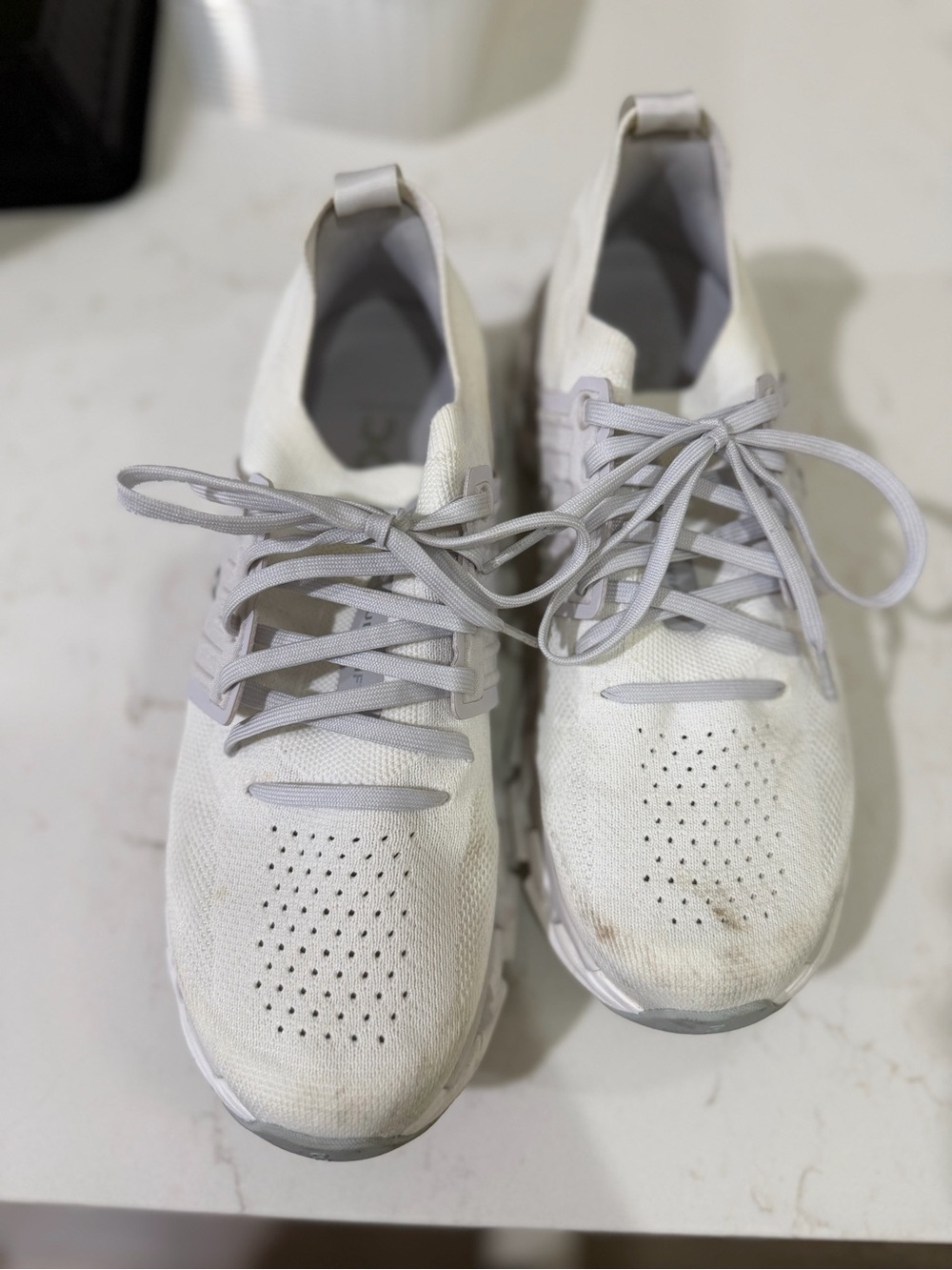 On Running White Knit Lace-Up Women’s Sneakers